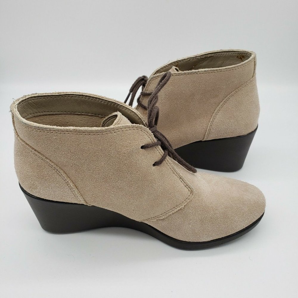 Womens CROCS Leigh Dual Comfort Suede Wedge Heel